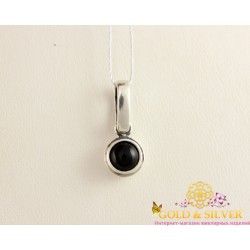 Серебряный кулон с черным камнем 3228